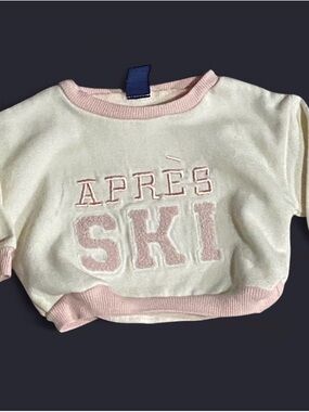 chick pea Pink & White 'APRÈS SKI' Kids Sweatshirt